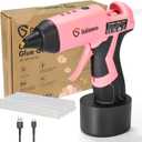 GoGonova Cordless Glue Gun, 15s Fast Preheating 2Ah Cordless Hot Glue Gun with 25 Pcs Premium Mini Glue Gun Sticks, USB-C Battery Rechargeable hot glue gun, Smart Power-Off, Pink