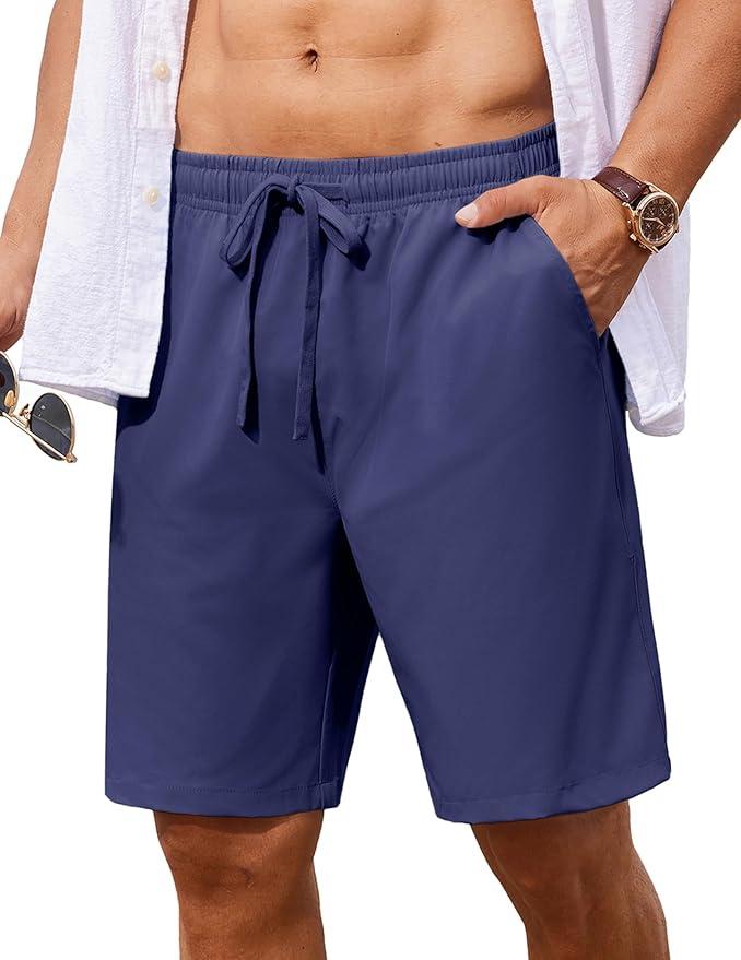 COOFANDY Men's 7 inch Casual Shorts Drawstring Waist Lightweight Quick Dry Summer Beach Board Shorts with Pockets, Size Medium