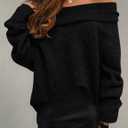 ZESICA Women's Off The Shoulder Spring Sweaters Oversized Long Sleeve Pullover Tops 2026 Fashion Outfit Clothes (Black, L)