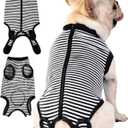 Dogs Cats Recovery Suit for After Surgery,Professional Pet Recovery Large Shirt Dog Abdominal Wounds Bandages, Substitute E-Collar & Cone,Prevent Licking Dog Onesies,Black-White L