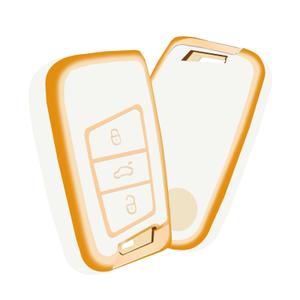 YALNORVA for VW Key Fob Cover, TPU Key Fob Case Cover Fits for VW Volkswagen Jetta Tiguan Passat Polo Beetle Golf GTI/R/MK6 5 Santan Sharan Bora Touran Car Accessories Smart Key Holder, White