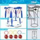Pool Basketball Hoop, 2-in-1 Floating Basketball Hoop & Ring Games with 4 Balls 12 Rings and Pump, Outdoor Family Party Water Swimming Pool Basketball Float Toys for Kids Ages 4-8 8-12