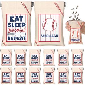 Abbylike 24 Pcs Baseball Seed Sack Bags Gifts for Team Gifts Baseball Pouch for Sunflower Seed Coin Purse Original Portable Gift Bags for Sports Lover Birthday Party Favors (Linen)