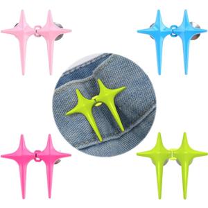 3 x 4 Star Buttons Pant Waist Tightener, Adjustable Pant Clips for Waist Tightener, Instant Reusable Jean Buttons for Loose Jeans, No Sewing & No Tool Required