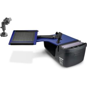 AutoExec Reach Desk Back Seat Car Desk for Your Vehicle Workstation and Mobile Office, Blue, with Phone Mount and Suction Phone Mount