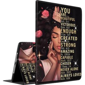 Case for iPad 10.2 9th / 8th / 7th Generation (2021/2020/2019 Model) 10.2 Inch, iPad Air 3 Case/10.5 Inch Pro, Multi-Angle Smart Stand Cover Auto Sleep/WakeAfrican American Women Black Queen