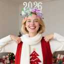 2 x Pvoiue 2026 Happy New Years Eve Party Headband - Christmas Headband - Festive Party Dress-Up Hairband, Star and Tinsel Embellishments - New Year's Eve Celebration Accessory 1Pcs Silver