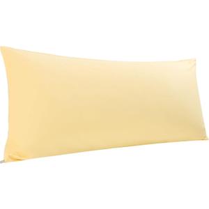 PiccoCasa 100% Egyptian Cotton Body Pillow Cover | Soft 300 Thread Count Pillowcase | Breathable Pillow Case with Zippered Closure | No Wrinkle | No-Fade | Yellow | 20"x48"