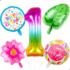 Hawaiian Birthday Decorations Balloons for Girls 1st Hawaiian Party Decorations, Supplies, Favors, 40 inch Giant Number 1 Foil Mylar Balloon Balloons Birthday Decor
