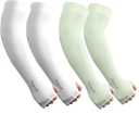 ProtectX Sun Protection UV Cooling Arm Sleeves for Men Women - Breathable, Moisture-Wicking, Compression (White 1 Pair + Green 1 Pair)
