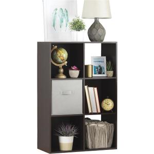 Whitmor 6 Cube Bookcase, 3 Tier Stackable MDF Bookself, Open Storage Display Organizer, Storage Cabinet for Living Room, Bedroom, Home, Office, 23.7" L x 11.7" W x 35.2" H, Espresso