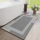 YDKGL Non Slip Long Bath Mat Bathroom Runner, Rubber Backing Ultra Thin Bathroom Rugs Fit Under Door Quick Dry Super Absorbent Washable Bath Rug Shower Mat for Bathtub Sink Floor, Grey 24"x48"