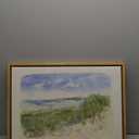 Kate and Laurel Sylvie by The Sea Framed Linen Textured Canvas Wall Art by Patricia Shaw, 18x24 Natural, Coastal Art for Wall