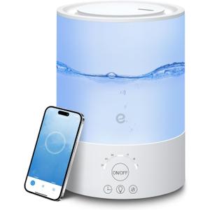 Esemoil Smart Humidifiers for Bedroom, 2.5L Top Fill Cool Mist Humidifiers with Essential Oil Diffuser, Humidity Setting, APP & Alexa Voice Control, Nightlight, Timer, Quiet Operation, Auto Shut-Off (White)