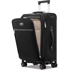 LEVEL8 Carry On Luggage with Compartment, 20 Inch Softside Expandable Travel Rolling Suitcase with Spinner Wheels, Tsa Locks, Men and Women, Black
