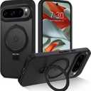 DUEDUE for Google Pixel 10 Pro XL Case Magnetic with Ring Holder[Compatible with Magsafe/PixelSnap], Translucent Matte Back Cover Magnet Slim Kickstand Phone Case for Pixel 10 Pro XL, Black