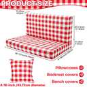6Pcs Rv Dinette Cushion Covers Checkered Cushion Covers Dinette Booth Seats Stretch Washable Rv Seat Cover for Camper Car Bench with 2 Pillowcase,2 Backrest and 2 Bench Cover(Red)