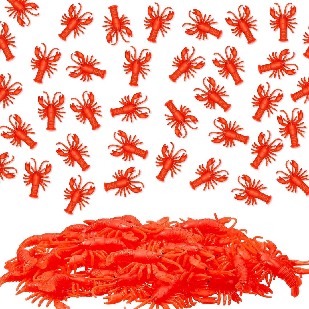 Lewtemi 50 Pcs Mini Fake Crawfish Toy Decorations Red Soft TPR Rubber Lobster Models Decor for Early Education Teaching Aids, Food Models, Pendants, Party Shooting Props