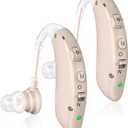 Rechargeable Hearing Aids for Seniors with Noise Cancelling,Hearing Loss Hearing Amplifiers,Digital Hearing Aid,Sound amplifier with Volume Control (Brown)