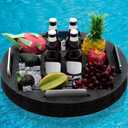 Qinyoung Large Floating Drink Holder Black Floating Refreshment Table Tray Compartment Portable Floating Pool Tray for Swimming Pool Accessories Hot Tub Beach and Party Decor, 19.7 inches in diameter, 2.36 inches in height