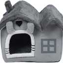 YUYTE Indoor Dog House Puppy Cave Pet House for Small Dogs with Removable Washable Cover Bottom Soft Fleece Linen (L)