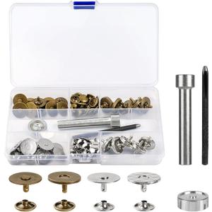 Sopnom 20 Sets 18MM Magnetic Buttons Clasp Snaps Fastener with Install Tool Magnetic Round Snaps DIY Craft Buttons Kit for Sewing, Craft, Purses, Bags, Clothes, Leather (Round)