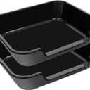 2 Pack Extra Large Dog Litter Box Pan Tray (ABS Material), Low Entry Jumbo Senior Litter Boxes for Multiple Kitten Big Cats, Pet Safe Indoor Dog Potty (Black, 24" L x 20" W)