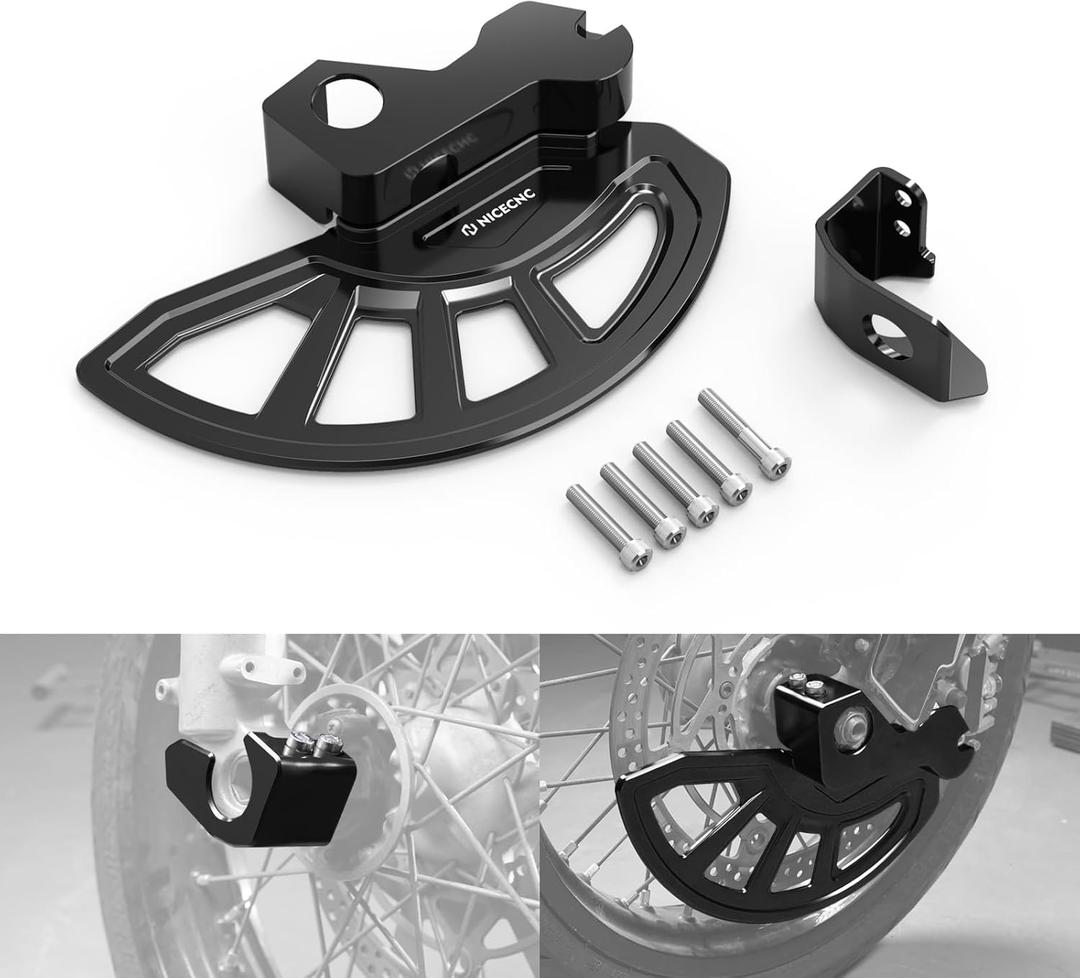 NICECNC Black Front Brake Disc Guard Protector Cover Compatible with Suzuki DRZ400SM 2005 2006 2007 2008 2009 2010-2020 2021 2022 2023 2024 See Fitment CNC Machined