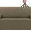 Asnomy Sofa Covers for 2 Cushion Couch Stretch loveseat Covers Slipcovers, Pet Protector Furniture Covers for Dogs Cats Spandex Jacquard Fabric Small Checks Medium Khaki