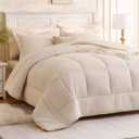 FreshCulture Full Comforter Set - 7 Pieces All Season Luxury Bed in a Bag Full Size - Bedding Set with Comforter, Sheets, Pillowcases & Shams - Ultra Soft Cream Comforter Set Full