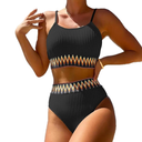 YELAIVP Women's Ribbed High Waisted Bikini Sets High Cut Tummy Control Swimsuit Bathing Suit XL