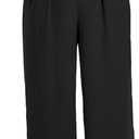 Eytino Womens Plus Size Wide Leg Pants Crossover Waist Pleated Front Casual Work Pants Lounge Trouser with Pockets(3X)