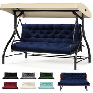 Porch Swing Cushions, Outdoor Swing Cushion for Patio Furniture, 2-3 Seater Replacement Cushion with Ties, Blue