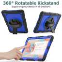 SEYMAC stock Case for Samsung Galaxy Tab A7 10.4 2022/2020 (T503/T509/T500/T505/T507) with Screen Protector, 360 Rotating Stand & Hand Strap, Drop-Proof Case, Blue/Black