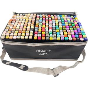 VBESTARTLY 262 Colors Alcohol Markers with Base, Permanent Dual Tip Art Markers for Adults Anime Coloring Sketch Illustrations Pefect for Gift- Refillable