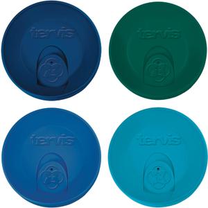 Tervis Travel Lid Made in USA Double Walled Insulated Tumbler Travel Cup Keeps Drinks Cold & Hot, Fits 16oz Tumblers - 4pk, Assorted Navy Green Blue Turquoise