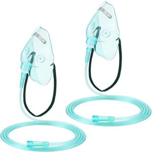 Geiserailie 2PCS L Oxygen Mask with 6.6 Ft Tubing and Adjustable Elastic Strap, Adult Oxygen Mask with Tubing, Breathing Masks for Face Adult, L