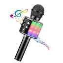 BlueFire 4 in 1 Karaoke Wireless Microphone with LED Lights, Portable Microphone for Kids, Great Gifts Toys for Kids, Girls, Boys and Adults (Black)