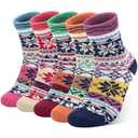Owntouch 4 Pairs Wool Socks for Women, Hiking Winter Warm Socks, Vintage Thermal Sock Soft Classic Sock for Ladies Gift