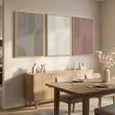 Large Framed Abstract Boho Wall Art for Living Room, 3 Piece Modern Neutral Blush Pink and Brown Canvas Artwork for Walls, Minimalist Painting Print for Bedroom Dining Room Office Wall Decor, 24x36 In