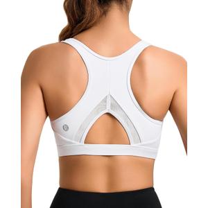 RUNNING GIRL Sports Bras for Women High Support Moulded Cup High Impact Sports Bras Racerback Workout Running Yoga Bra (White, M)