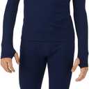 Cuddl Duds Boys Heavyweight Cold Weather Fleece Lined Thermal Set  Long Sleeve Shirt & Leggings  Long Johns for Kids (Medium, Peacoat Navy)