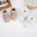 2 Pairs Baby Booties Newborn Baby Hand Crochet Knit Boots Infant Soft Cozy Warm Shoes for Toddler Girls Boys (White)
