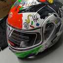 KYPARA Motorcycle Dual Visor Flip up Modular Full Face Helmet with DOT Certification of Impressionism, Medium