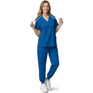 Sumincarly Scrubs for Women, 9-Pocket Soft V-Neck Top and Stretch Jogger Pants, Medical Uniform for Nurses, Doctors Size L