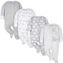 Gerber unisex-baby 4 Pack Sleep 'N Play Footie (0-3 Months, Sheep Grey)