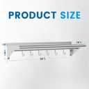 Treshin Stainless Steel Shelf with 6 Hooks 14 x 36 Inches, Commercial Wall Mount Floating Shelving Storage Pot Rack for Restaurant, Kitchen, Home, Bar and Hotel