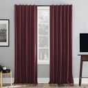 Sun Zero Greyson Faux Dupioni Silk Thermal Extreme Total Blackout Back Tab Curtain Panel, 50" x 95", Bordeaux Red