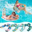 4 Pack Pool Floats Adult,OKSUWATER Pool Floaties for Adults with Two Cup Holders Inflatable Pool Floats Chairs, Lake Floats for Adults Applies to Water Play Party