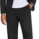 COOFANDY Men's Suits 2 Piece Slim Fit Suit Set 2 Button Lightweight Casual Knit Blazer Suit Jacket Pants (Black, XXL)